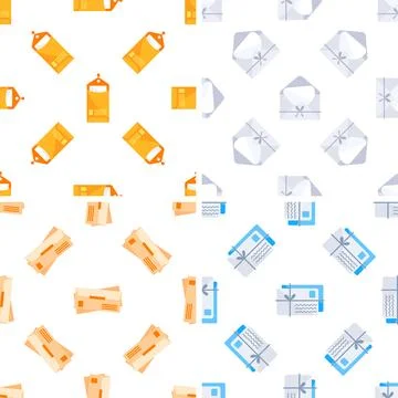 Seamless pattern with envelopes and letters representing postal service and Stock-Illustration
