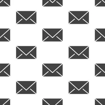 Seamless pattern with envelopes flat glyph icons. Mail background, message Stock Illustration