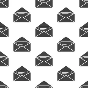 Seamless pattern with envelopes flat glyph icons. Mail background, message, open Stock Illustration