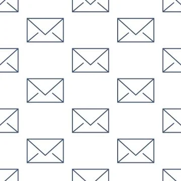 Seamless pattern with envelopes flat line icons. Mail background, message, email Stock Illustration