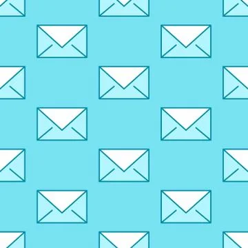 Seamless pattern with envelopes flat line icons. Mail background, message, email Illustrazione stock