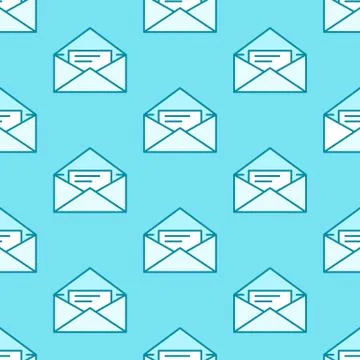 Seamless pattern with envelopes flat line icons. Mail background, message, open Stock Illustration