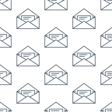 Seamless pattern with envelopes flat line icons. Mail background, message, open Illustrazione stock