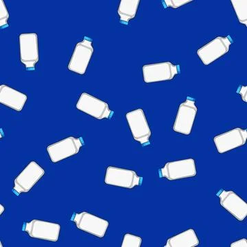 Seamless pattern environment milk bottle plastic cartoon vector Stock Illustration
