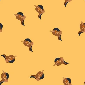 Seamless pattern equestrian riding saddle with stirrup flat design Ilustración de archivo