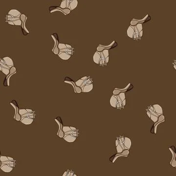 Seamless pattern equestrian saddle cartoon vector Stock Illustration