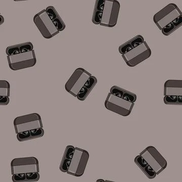 Seamless pattern equipment headphones wireless cartoon vector Illustrazione stock