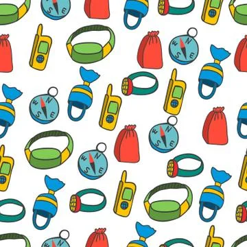 Seamless pattern with equipment for kayaking Illustrazione stock