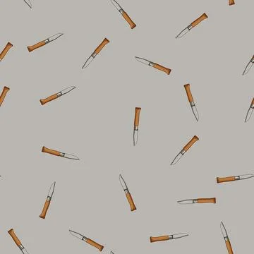 Seamless pattern equipment knife camping cartoon vector Stock Illustration