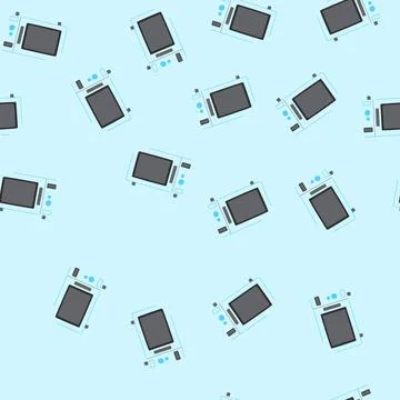 Seamless pattern equipment microwave oven cartoon vector Stock Illustration