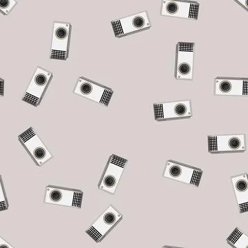 Seamless pattern equipment projector video cartoon vector Stock Illustration