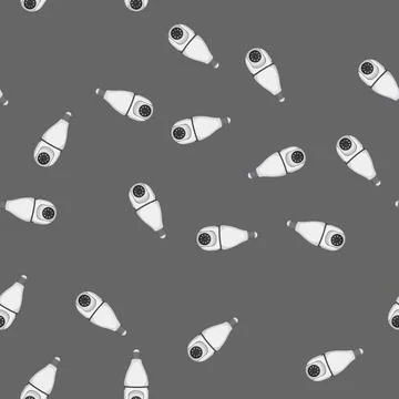 Seamless pattern equipment security camera cctv cartoon vector Illustrazione stock