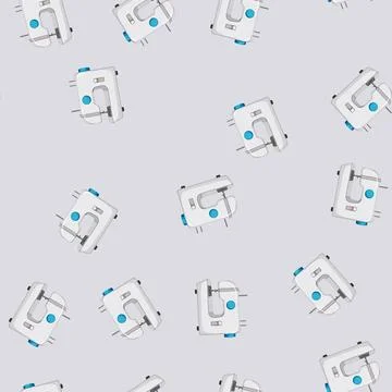Seamless pattern equipment sew machine cartoon vector Stock Illustration