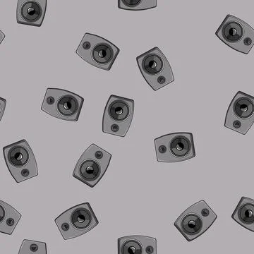 Seamless pattern equipment studio sound monitor cartoon vector Illustrazione stock