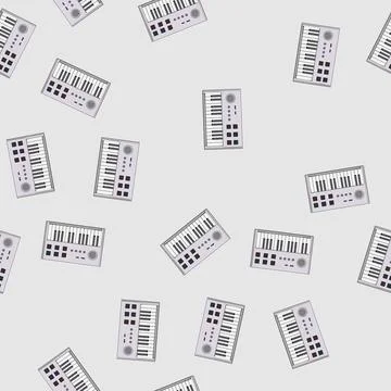 Seamless pattern equipment synthesizer audio cartoon vector Stock Illustration