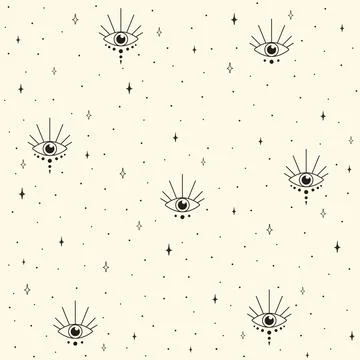 Seamless pattern with esoteric and space elements Illustrazione stock