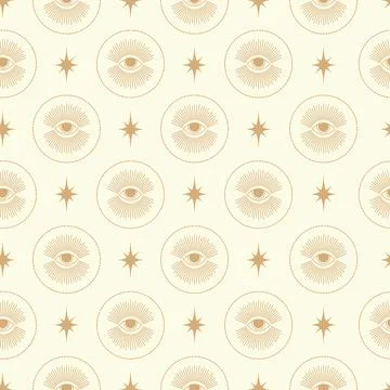 Seamless pattern with esoteric and space concept elements. Mystical witchcr.. Stock Illustration