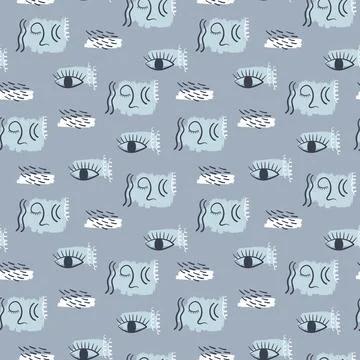 Seamless pattern with esoteric symbols. Abstract vector illustration. Stock Illustration