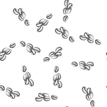 Seamless pattern espresso cofeee bean sketch hand drawn Stock Illustration