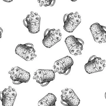 Seamless pattern espresso coffee glass sketch hand drawn black Stock-Illustration