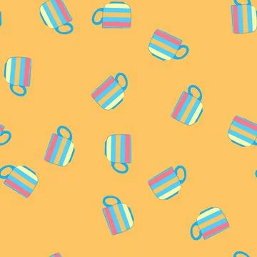 Seamless pattern espresso cup ceramic cartoon vector Stock Illustration