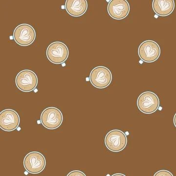 Seamless pattern espresso latte art coffee cartoon vector 스톡 일러스트