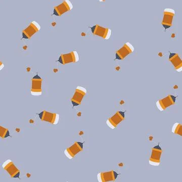 Seamless pattern espresso manual coffee grinder cartoon vector Stock Illustration
