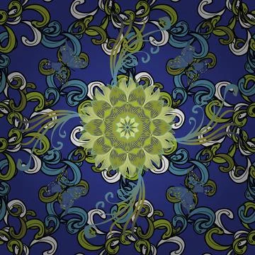 Seamless pattern ethnic mandalas, doodle background circles. Vector Hand drawn z Illustrazione stock