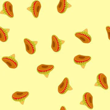 Seamless pattern ethnic sombrero cartoon vector 스톡 일러스트
