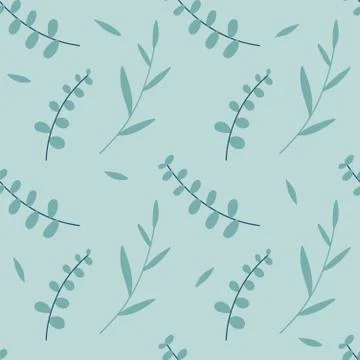 Seamless pattern of Eucalyptus palm fern different tree, natural branches, le イラスト素材