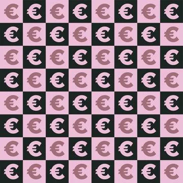 Seamless pattern with Euro symbol icon vector. Illustrazione stock