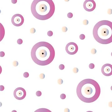 Seamless pattern with evil eye and circles in purple colors Stock Illustration