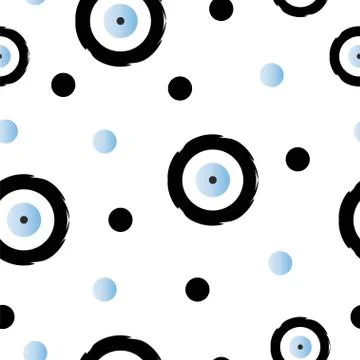 Seamless pattern with evil eye in black and blue colors Stock Illustration