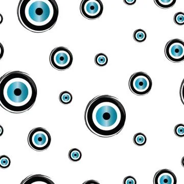 Seamless pattern with evil eye in black and turquoise colors Illustrazione stock