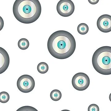 Seamless pattern with evil eye in grey and turquoise colors vector Stock Illustration