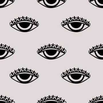 Seamless pattern Evil eye third element hand drawn.Esoteric mystic symbol Stock Illustration