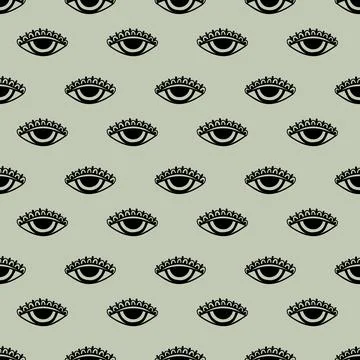 Seamless pattern Evil eye third element hand drawn.Esoteric mystic symbol Illustrazione stock