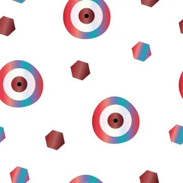 Seamless pattern with evil eye vector in red and blue colors Stock Illustration