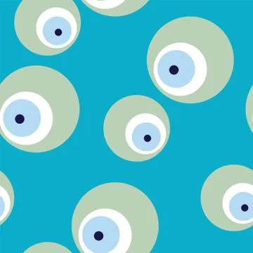 Seamless pattern with evil eye vector - blue background Stock Illustration