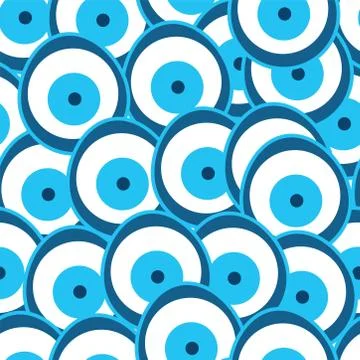 Seamless pattern with evil eyes in blue colors vector Stock Illustration