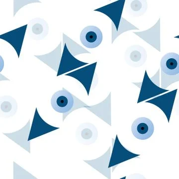 Seamless pattern with evil eyes in blue color vector Stock Illustration