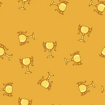 Seamless pattern excellence gold trophy cartoon vector Stock Illustration