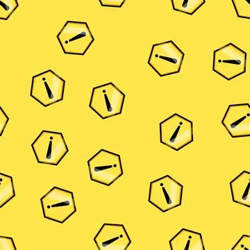 Seamless pattern exclamation yellow warning sign cartoon vector Illustrazione stock