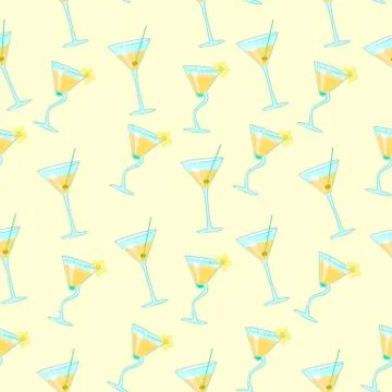 Seamless pattern with exotic cocktails Stock Illustration