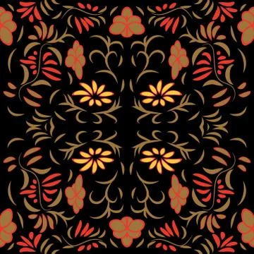Seamless pattern exotic shapes with flowers and leaves plants Stock Illustration