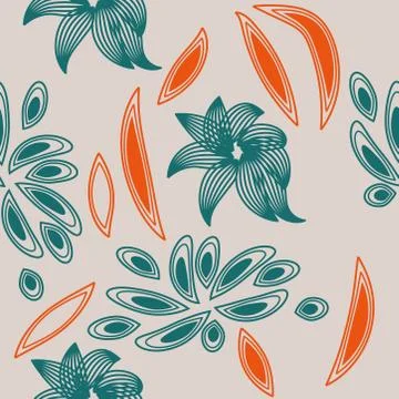 Seamless pattern exotic shapes with flowers and leaves plants Stock Illustration