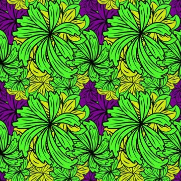 Seamless pattern exotic shapes with flowers and leaves plants Illustrazione stock