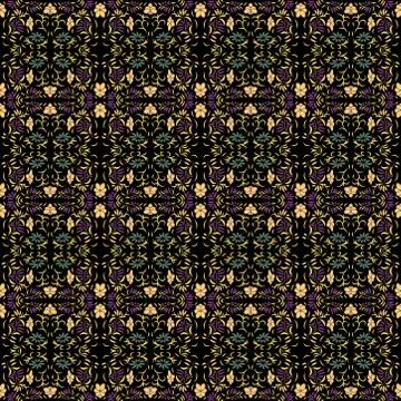 Seamless pattern exotic shapes with flowers and leaves plants Stock Illustration