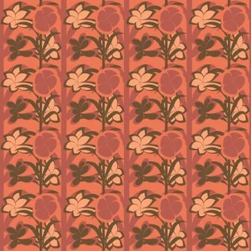 Seamless pattern exotic shapes with flowers and leaves plants Illustrazione stock