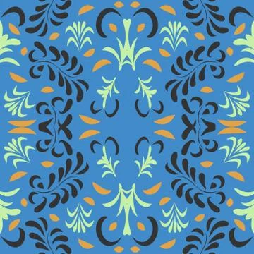 Seamless pattern exotic shapes with flowers and leaves plants Stock Illustration